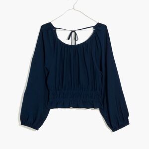 Madewell Twill Tie-Back Cutout Top in Dark Indigo Size S
